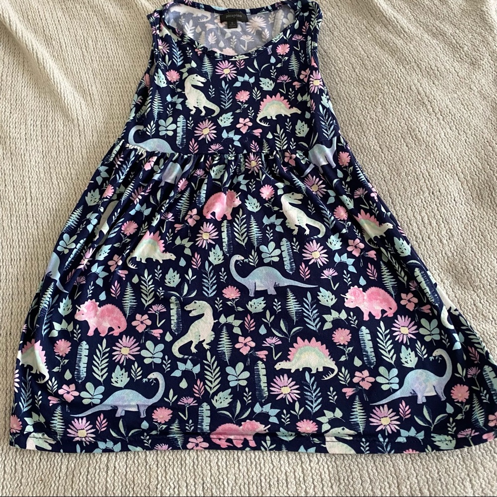 Dino little girls dress